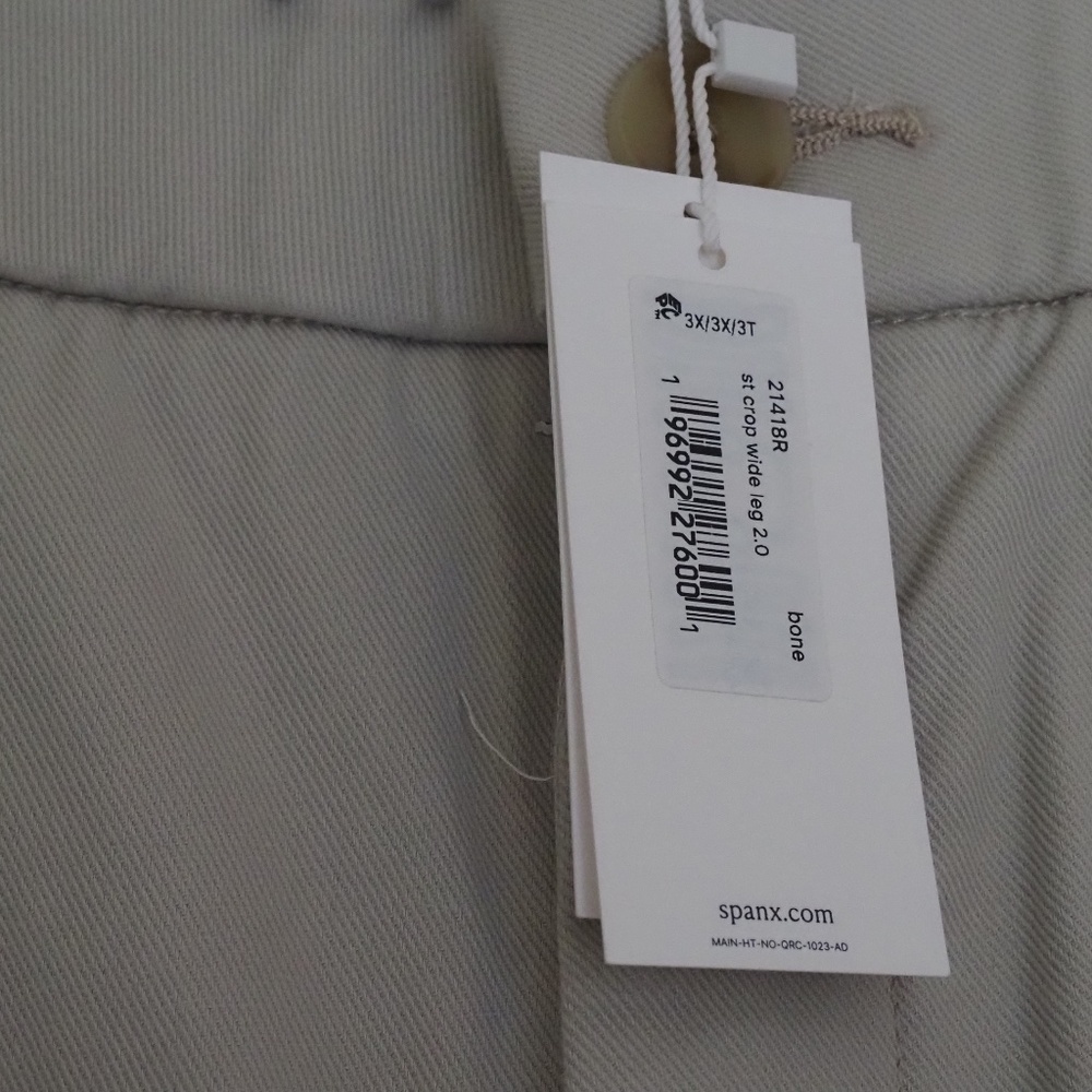 Spanx st crop wide leg 2.0 pants NWT 3X Stretch Twill in Bone - Picture 2 of 9